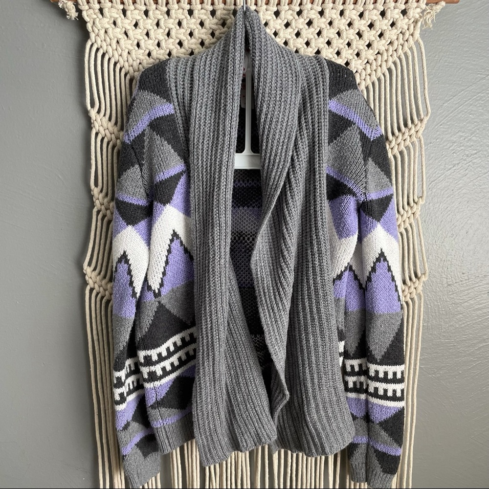 Cat & Jack Bohemian grey & purple cardigan  sz 7/8